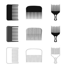 Vector design of brush and hair logo. Set of brush and hairbrush stock symbol for web.