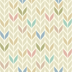 Seamless vector ornamental pattern in light pastel colors. Knitting imitation.