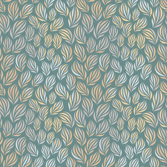 Seamless vector pattern with abstract floral elements scattered in ditsy style in pastel blue-gray colors
