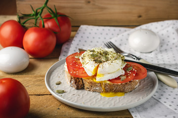 Poached Egg with Tomatoes.