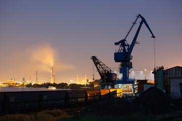 Coal Harbor And Industry At Night
