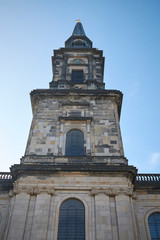 Fototapeta na wymiar Copenhagen, Denmark - October 10, 2018 : View of christians kirche tower