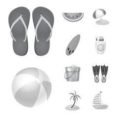 Vector illustration of equipment and swimming logo. Set of equipment and activity vector icon for stock.