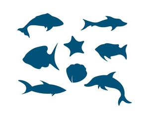 Fish logo template Creative vector symbol of fishing club or online
