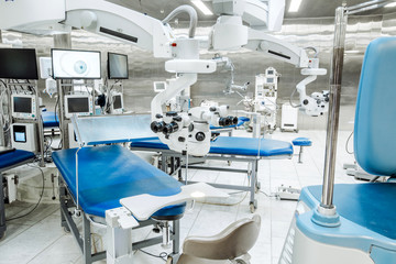 ophthalmology operation room with equipment . medicine concept