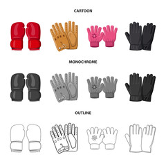 Isolated object of glove and winter symbol. Collection of glove and equipment stock vector illustration.
