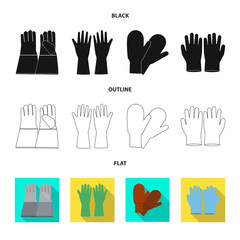 Isolated object of glove and winter logo. Set of glove and equipment stock vector illustration.