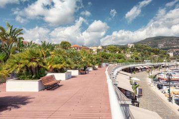 Fototapeta premium Impression of the shops and restaurants at the port of the French village of Saint-Jean Cap-Ferrat