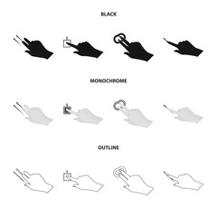 Isolated object of touchscreen and hand symbol. Set of touchscreen and touch vector icon for stock.