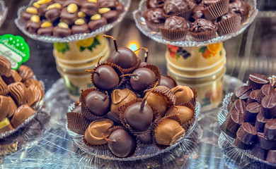 Chocolate snacks on the shop counter