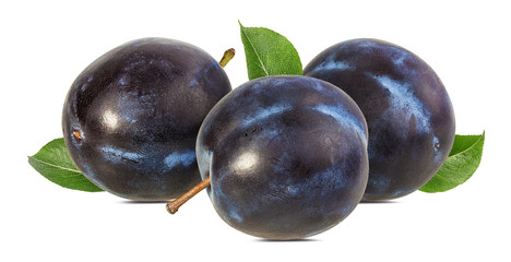 Fresh plum isolated on white background with clipping path