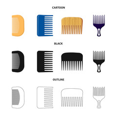 Isolated object of brush and hair sign. Set of brush and hairbrush stock symbol for web.