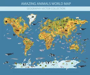 Flat World Flora und Fauna Map Constructor-Elemente. Tiere, Vögel und Meereslebewesen isolierten großen Satz. Erstellen Sie Ihre eigene Geographie-Infografik-Sammlung © a7880ss