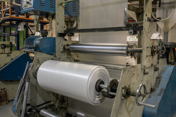 Machine with polyethylene for the production of plastic bags