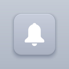 Bell, gray vector button with white icon