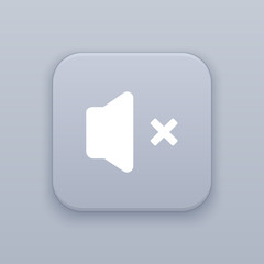 Obraz premium No sound, gray vector button with white icon