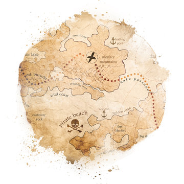 Watercolor Treasure Map Illustration