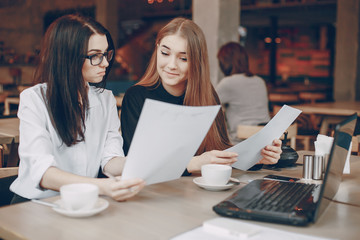 businesswoman in cafe