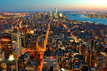 New York skyscrapers night