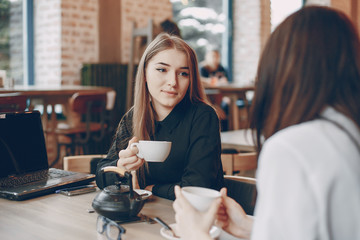 businesswoman in cafe