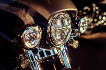 Large and round motorcycle headlights