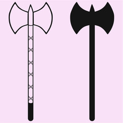 Two blade battle axe halberd vector silhouette isolated