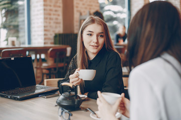 businesswoman in cafe