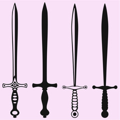 Medieval sword  vector silhouette isolated