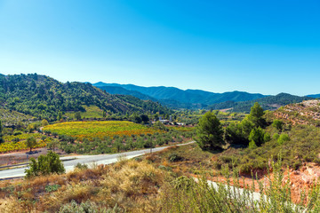 Rocky landscape in Siurana, Tarragona, Catalunya, Spain. Copy space for text.