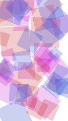 Multicolored translucent squares on white background. Vertical image orientation. 3D illustration