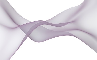 Abstract purple wave. Blue scarf. Bright purple ribbon on white background. Abstract smoke. Raster air background. Vertical image orientation. 3D illustration