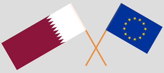 Qatar and EU. The Qatari and European Union flags. Official colors. Correct proportion. Vector