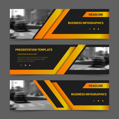 Horizontal business banner templates. Three corporate headers for website design, advertisement and promotion. Modern presentation template