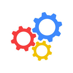 Gear icon vector. Original colorful flat logo