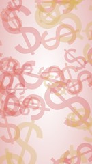 Multicolored translucent dollar signs on white background. Vertical image orientation. 3D illustration