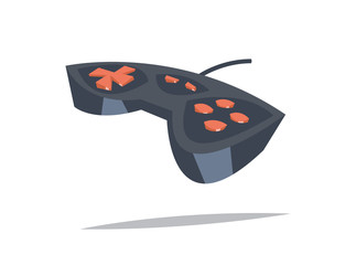 Retro gamepad in cartoon style with shadow.Video game controller.