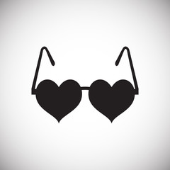 Heart shape sun glasses on white background icon