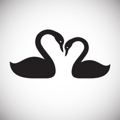 Pair of swans in love on white background icon