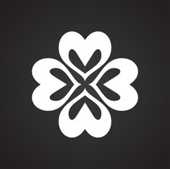 Love luck clover on black background icon