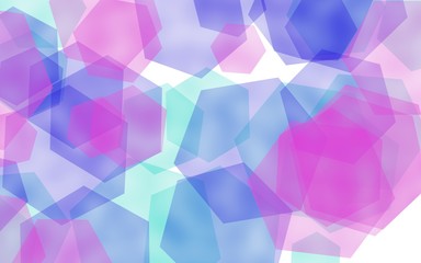 Multicolored translucent hexagons on white background. Red tones. 3D illustration