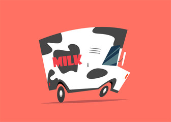 Dairy milk delivery service.Cartoon vector