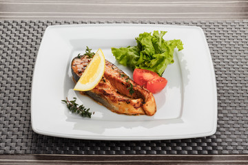 Grilled salmon and vegetables