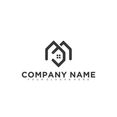 Simple minimalistic modern professional logo design of real estate vector EPS illustrator template