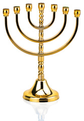 Ancient ritual candle menorah on a white background
