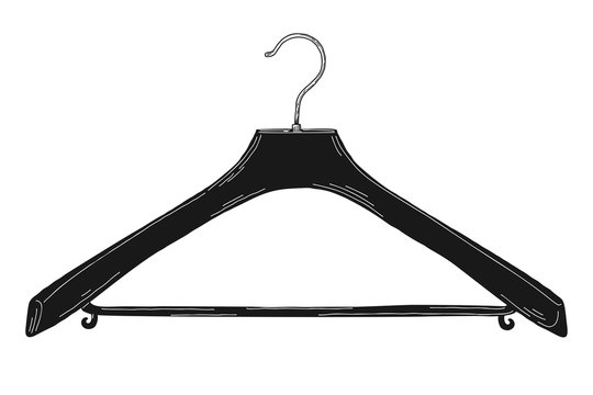 Sketch of clothes hangers isolated on white background.