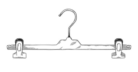 Sketch of clothes hangers isolated on white background.
