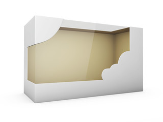 Product Cardboard Plastic Package Box With Window. 3d Illustration Isolated White