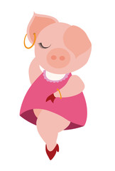 Pig cartoon funny illustration