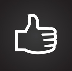 Thumb up hand on black background icon
