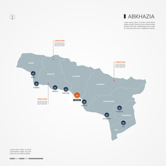 Abkhazia map with borders, cities, capital and administrative divisions. Infographic vector map. Abkhazia map with borders, cities, capital and administrative divisions. Infographic vector map. Editab